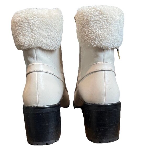 COACH Women’s White Leather Jill Booties Size 8 Block Heel Winter Ankle Boots - Picture 5 of 13